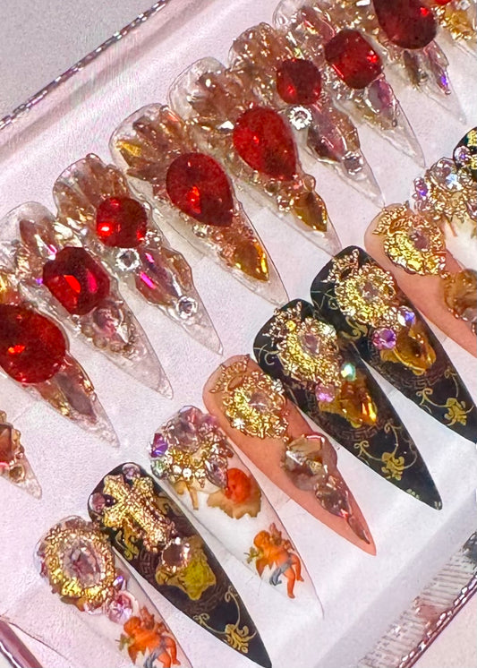 Hand Made Lucite Acrylic with Swarovski Crystals Square Press Ons